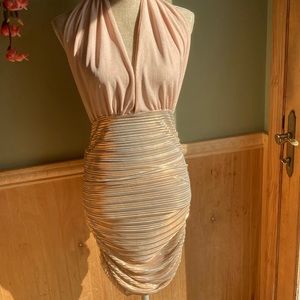 Missguided blush halter bodycon dress